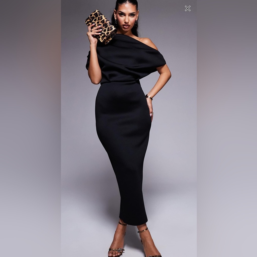 ASOS Black One-Shoulder Maxi Dress